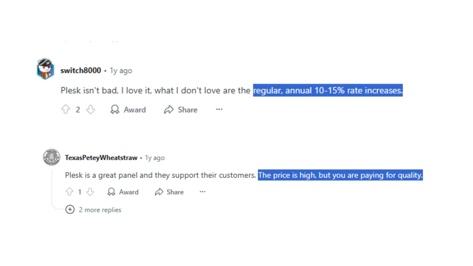 Reddit user says Plesk's high cost is justified
