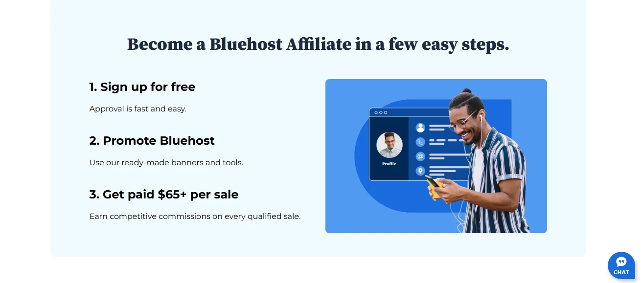 View of Bluehost's affiliate program