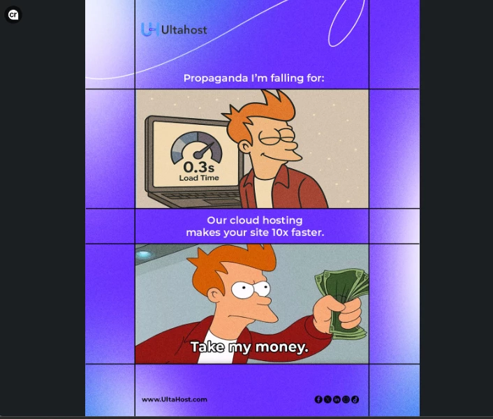 View of Ultahost's meme post on LinkedIn