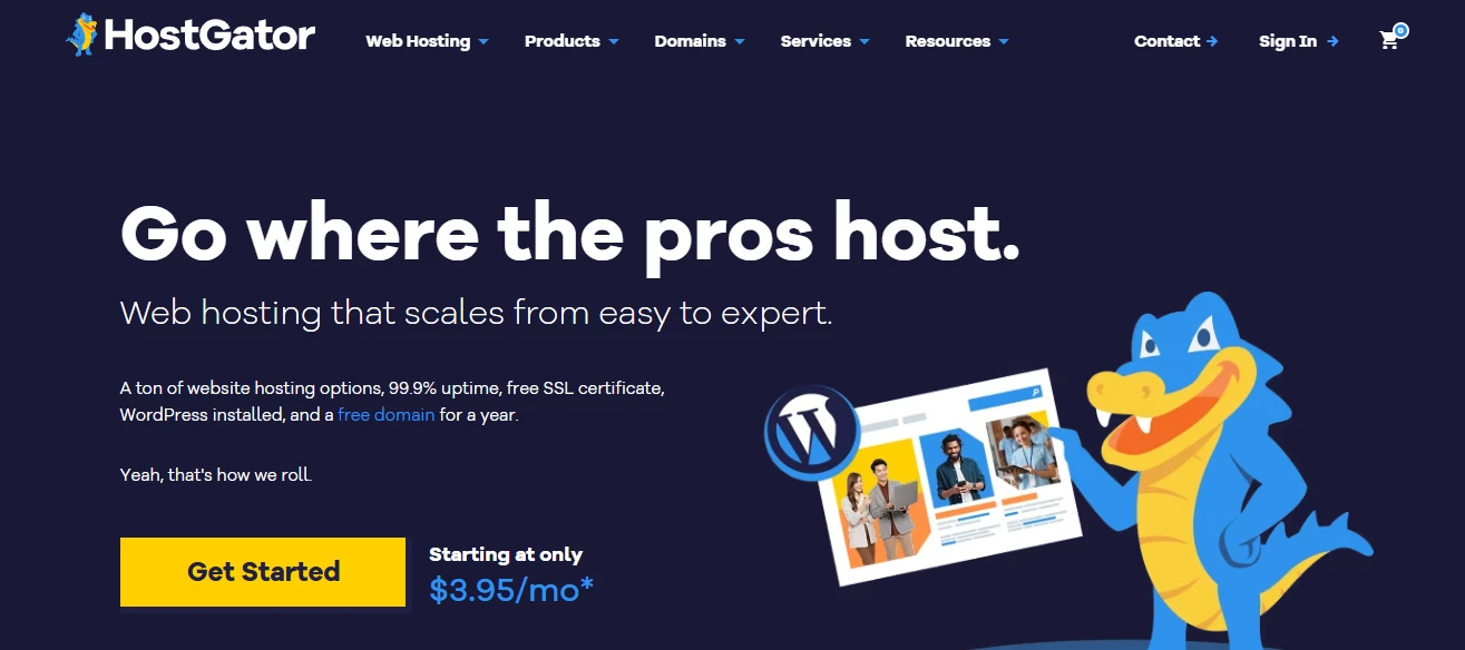 View of HostGator promising easy scaling with its hosting service