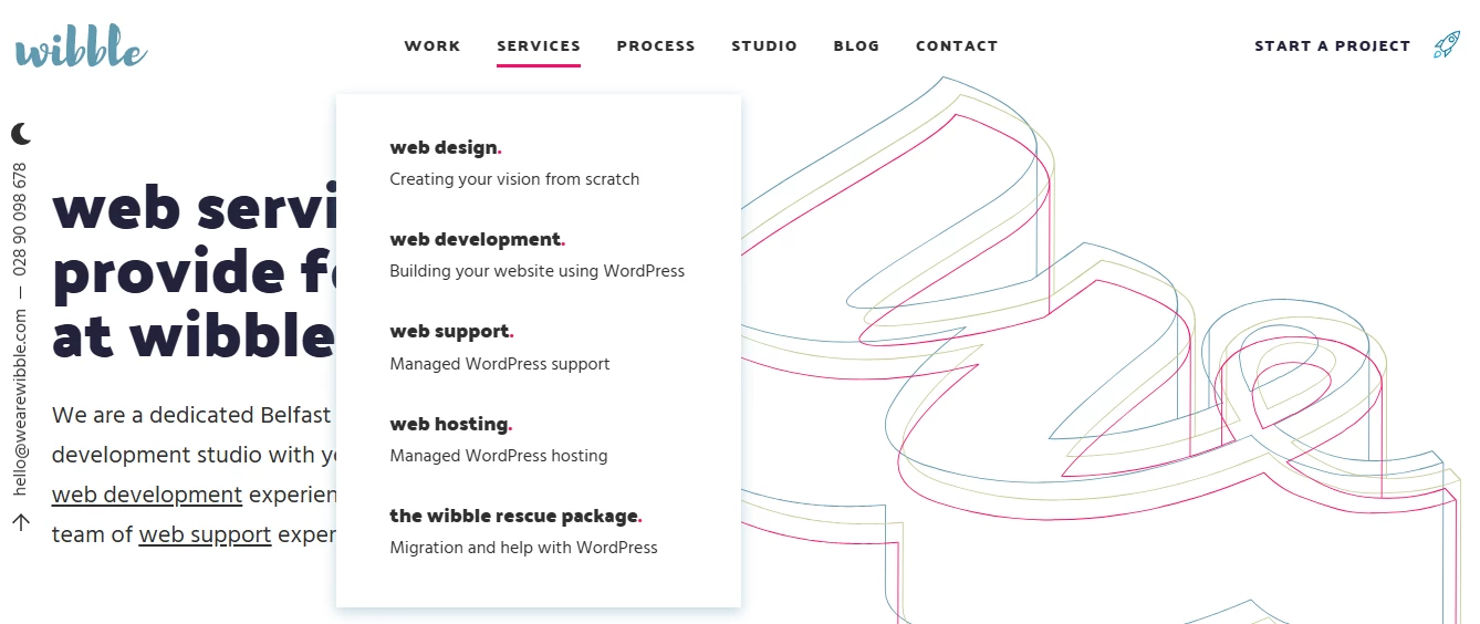 View of web hosting offer at Wibble