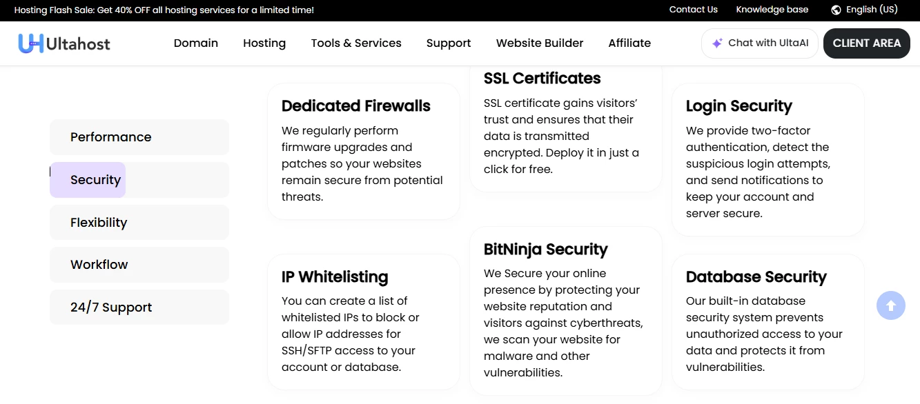 View of Ultahost security set