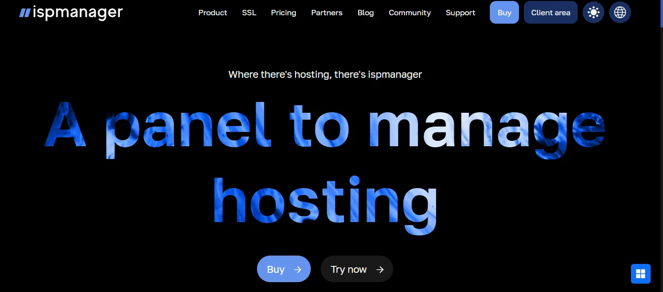 View of ispmanager homepage