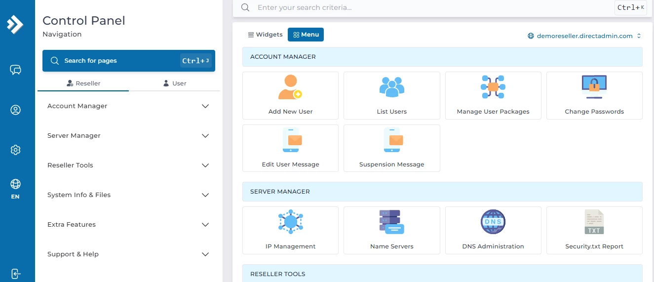 DirectAdmin light mode