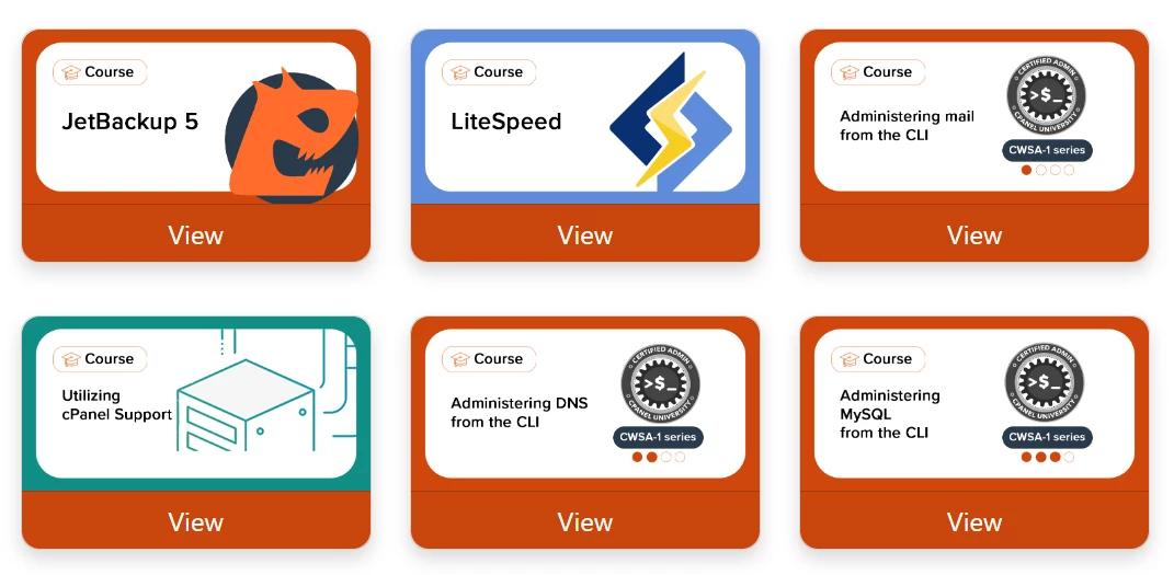 View of cPanel courses
