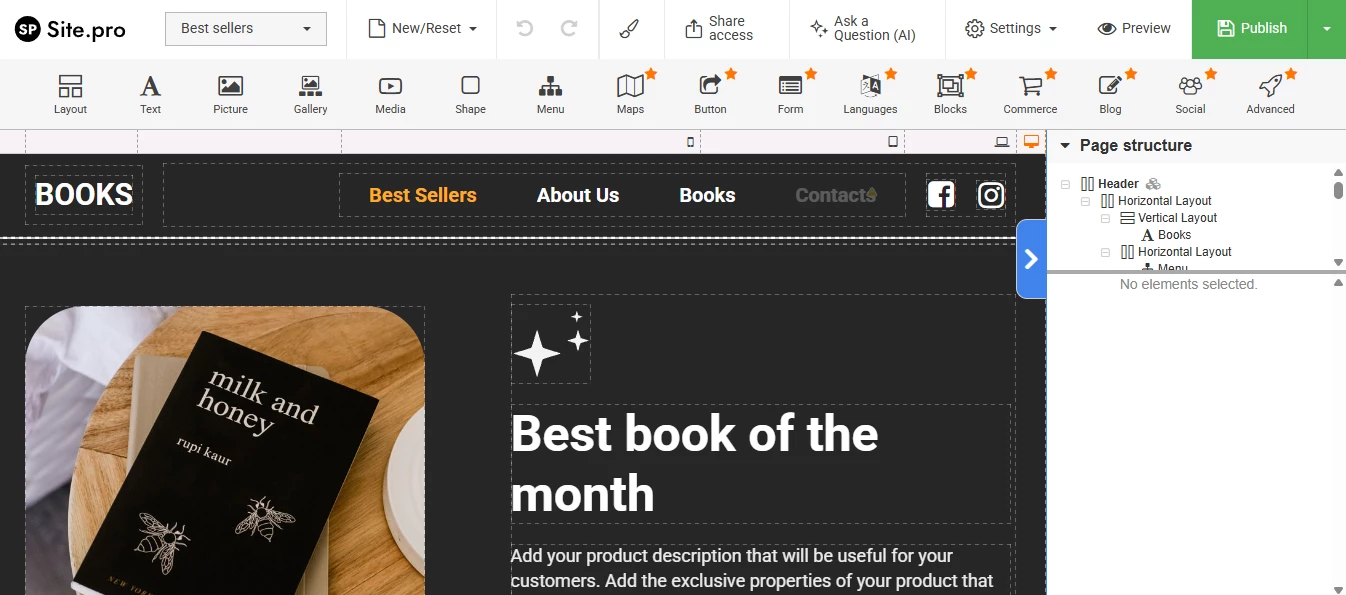 View of Site.pro in ispmanager