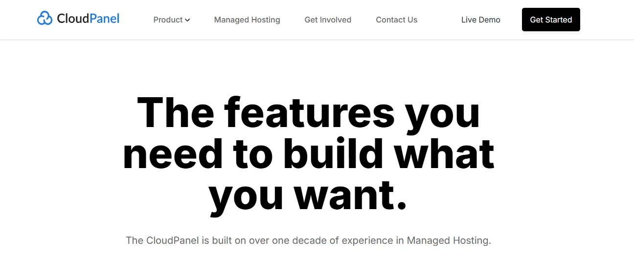 View of CloudPanel main page